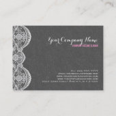 In reliëf gemaakte Grijze Damasks en Wit  Kant 3 Visitekaartje (Achterkant)