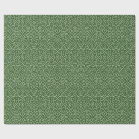 In reliëf gemaakte Groene Glitter Damask Cadeaupapier (Vlak)