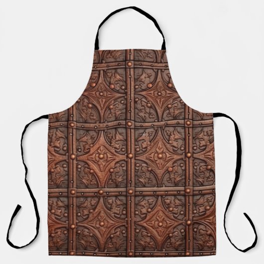 In reliëf gemaakte leerblik schort (Voorkant)