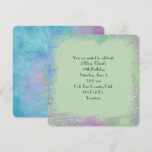 In reliëf gemaakte Waterverf Abstracte Uitnodiging (Voorkant / Achterkant)