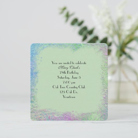 In reliëf gemaakte Waterverf Abstracte Uitnodiging (Staand voorkant)