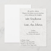 In reliëf gemaakte Witte Bloemen Huwelijksuitnodig Kaart (Voorkant / Achterkant)