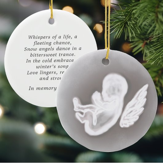 In Remembrance Miskraam Gedicht Snow Angel Keramisch Ornament