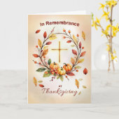 In Remembrance Religious Thanksgiving Wreath Cross Kaart (Gele Bloem)
