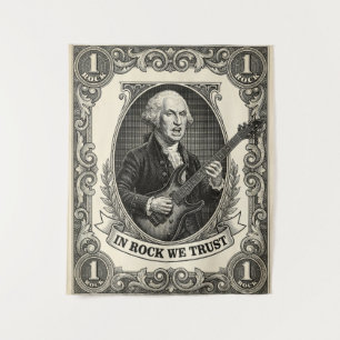 In Rock We Trust 1 Rock Washington Gitaar Vintage Wandkleed