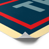 In rood en blauw geknipt, geef tekst uit poster (Hoek)