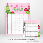 in roze 25 dagen van kerstactiviteit reclamebord met voetstuk