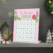 in roze 25 dagen van kerstactiviteit reclamebord met voetstuk