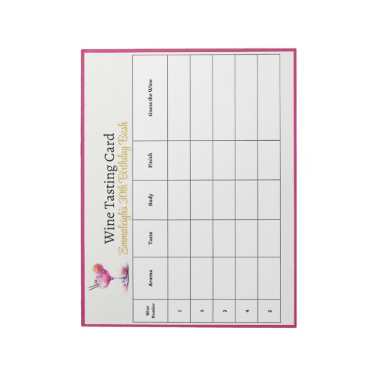 in Roze 30e Verjaardag Raad de Wijn Notitieblok (Linkerzijde)