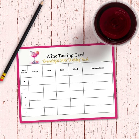  in Roze 30e Verjaardag Raad de Wijn Notitieblok