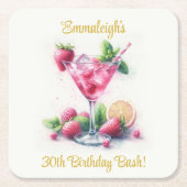 in Roze 30e Verjaardagsviering Kartonnen Onderzetters (Voorkant)