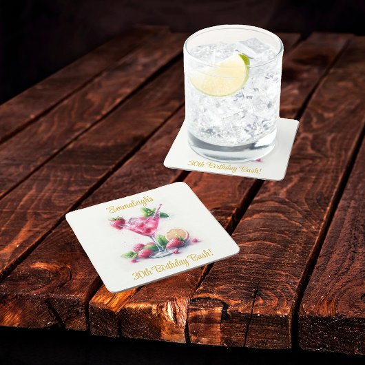 in Roze 30e Verjaardagsviering Kartonnen Onderzetters