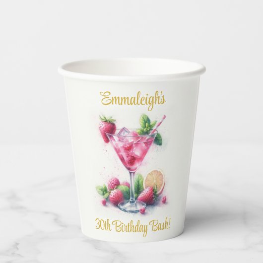  in Roze 30e Verjaardagsviering Papieren Bekers (Achterkant)