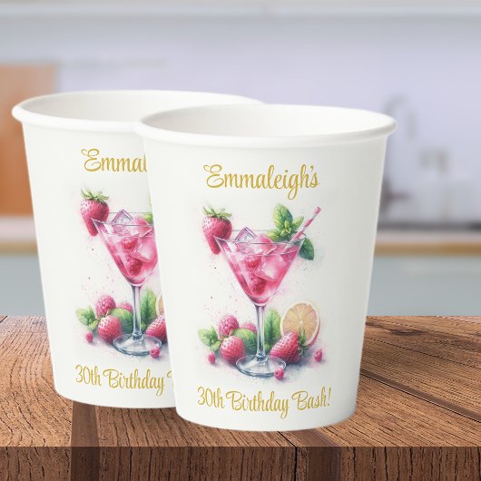  in Roze 30e Verjaardagsviering Papieren Bekers