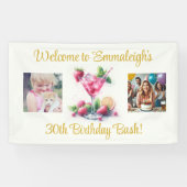 in Roze 30e Verjaardagsviering Spandoek (Horizontaal)