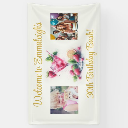  in Roze 30e Verjaardagsviering Spandoek (Verticaal)