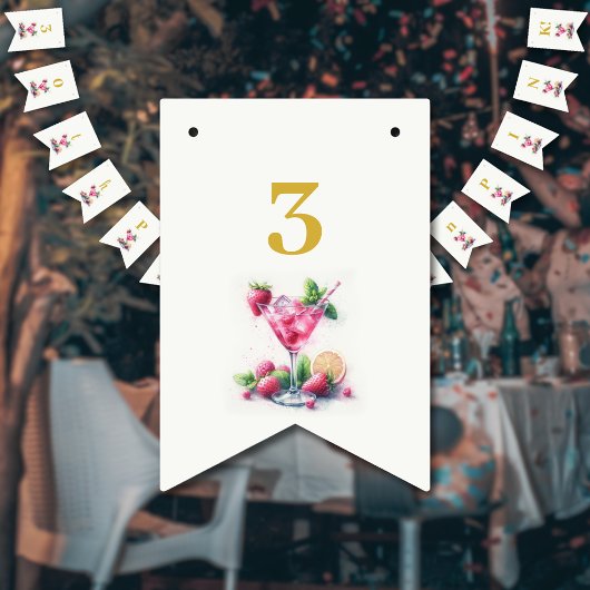 in Roze 30e Verjaardagsviering Vlaggetjes