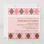 in Roze Argyle Het is een meisje Baby shower Kaart (Achterkant)