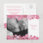  in Roze Baby Meisje Foto Dank U Post Kaart (Voorkant / Achterkant)