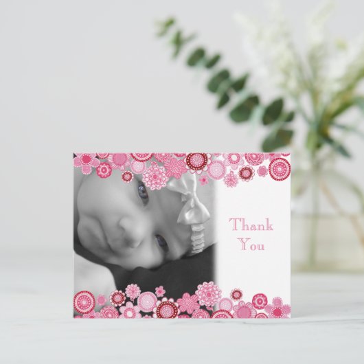 in Roze Baby Meisje Foto Dank U Post Kaart (Staand voorkant)