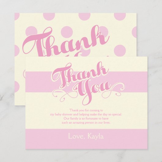  in roze Baby shower, dank u kaarten (Voorkant / Achterkant)