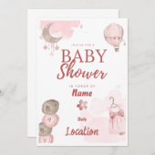  in roze Baby shower Kaart (Voorkant / Achterkant)