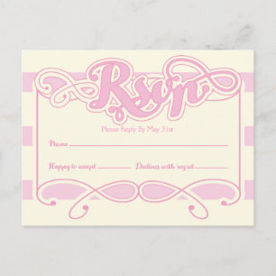 in roze Baby shower, RSVP-kaarten Uitnodiging Briefkaart