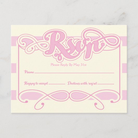  in roze Baby shower, RSVP-kaarten Uitnodiging Briefkaart (Voorkant)