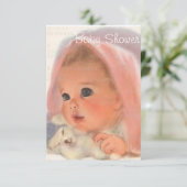  in roze  Baby shower Uitnodiging (Staand voorkant)