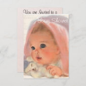  in roze  Baby shower Uitnodiging (Voorkant / Achterkant)