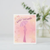  in roze Baby shower uitnodiging (Staand voorkant)