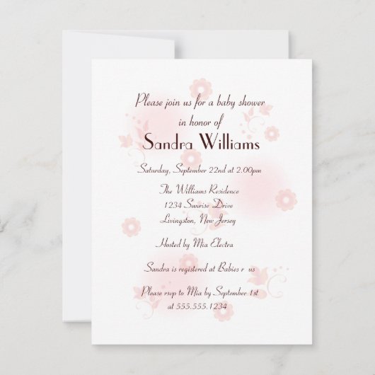  in roze Baby shower uitnodiging (Achterkant)