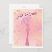  in roze Baby shower uitnodiging (Voorkant / Achterkant)