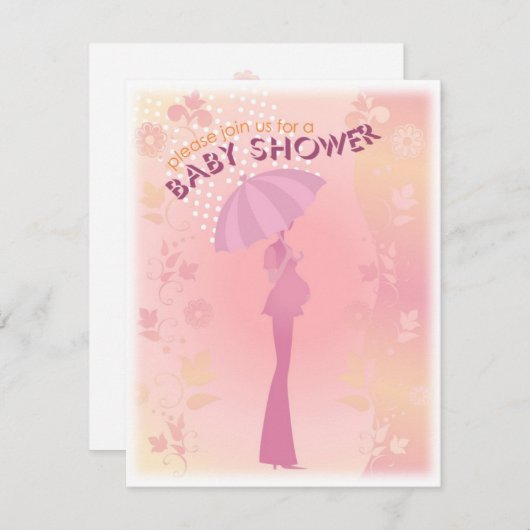  in roze Baby shower uitnodiging (Voorkant / Achterkant)