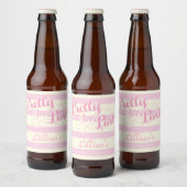  in Roze, Baby shower Wijnlabel Bier Etiket (Flessen)