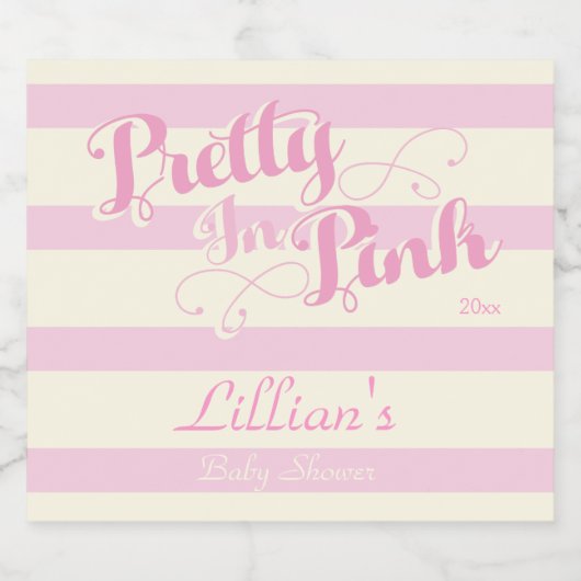  in Roze, Baby shower Wijnlabel Bier Etiket (Enkel label)