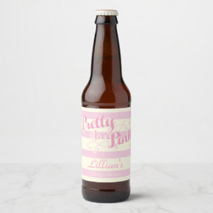 in Roze, Baby shower Wijnlabel Bier Etiket