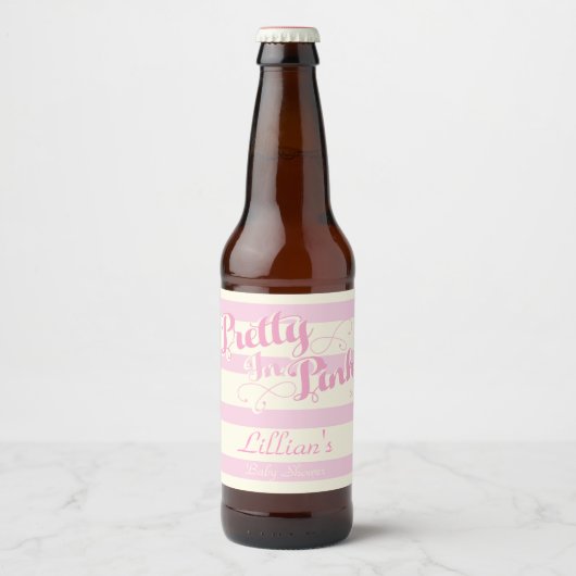  in Roze, Baby shower Wijnlabel Bier Etiket (Voorkant)