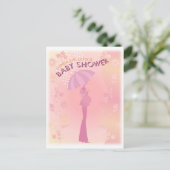  in roze Baby showers uitnodigings Briefkaart (Staand voorkant)