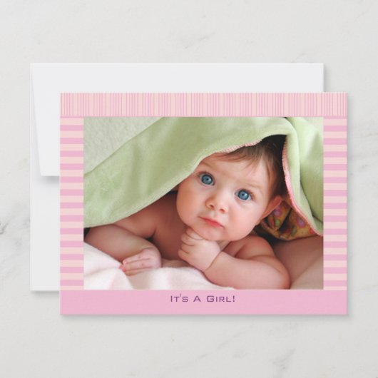 in roze babymeisje aankondiging (Voorkant)