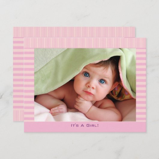  in roze babymeisje aankondiging (Voorkant / Achterkant)