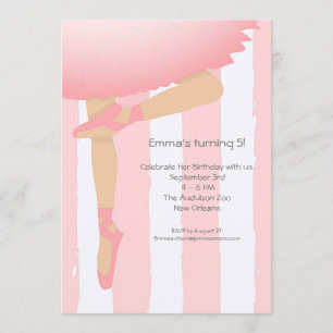 in Roze.  Ballerina Birthday Party voor kinderen Kaart