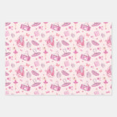  in Roze Ballerina Girl's Verjaardagsfeestje Inpakpapier Vel (Voorkant)