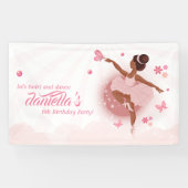  in Roze Ballerina Girl's Verjaardagsfeestje Spandoek (Horizontaal)