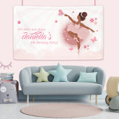  in Roze Ballerina Girl's Verjaardagsfeestje Spandoek
