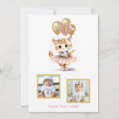  in roze ballerina meisje eerste verjaardag kaart (Achterkant)