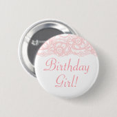  in Roze Birthday Girl! Knoop Ronde Button 5,7 Cm (Voorkant /achterkant)
