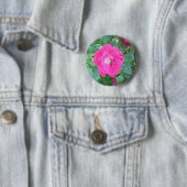  in roze bloem ronde button 5,7 cm (In situ)
