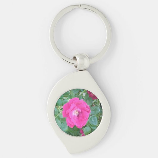 in roze bloem sleutelhanger (Voorkant)