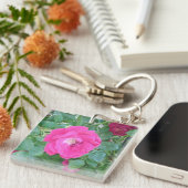  in roze bloem sleutelhanger (Voorkant Rechts)